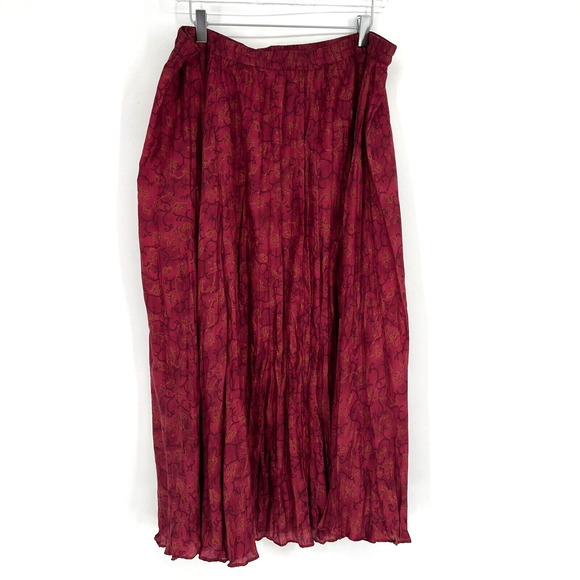 VTG Sag Harbor Skirt Womens L Silk Red Peasant Renaissance Fairy Romantic Floral - Picture 1 of 5